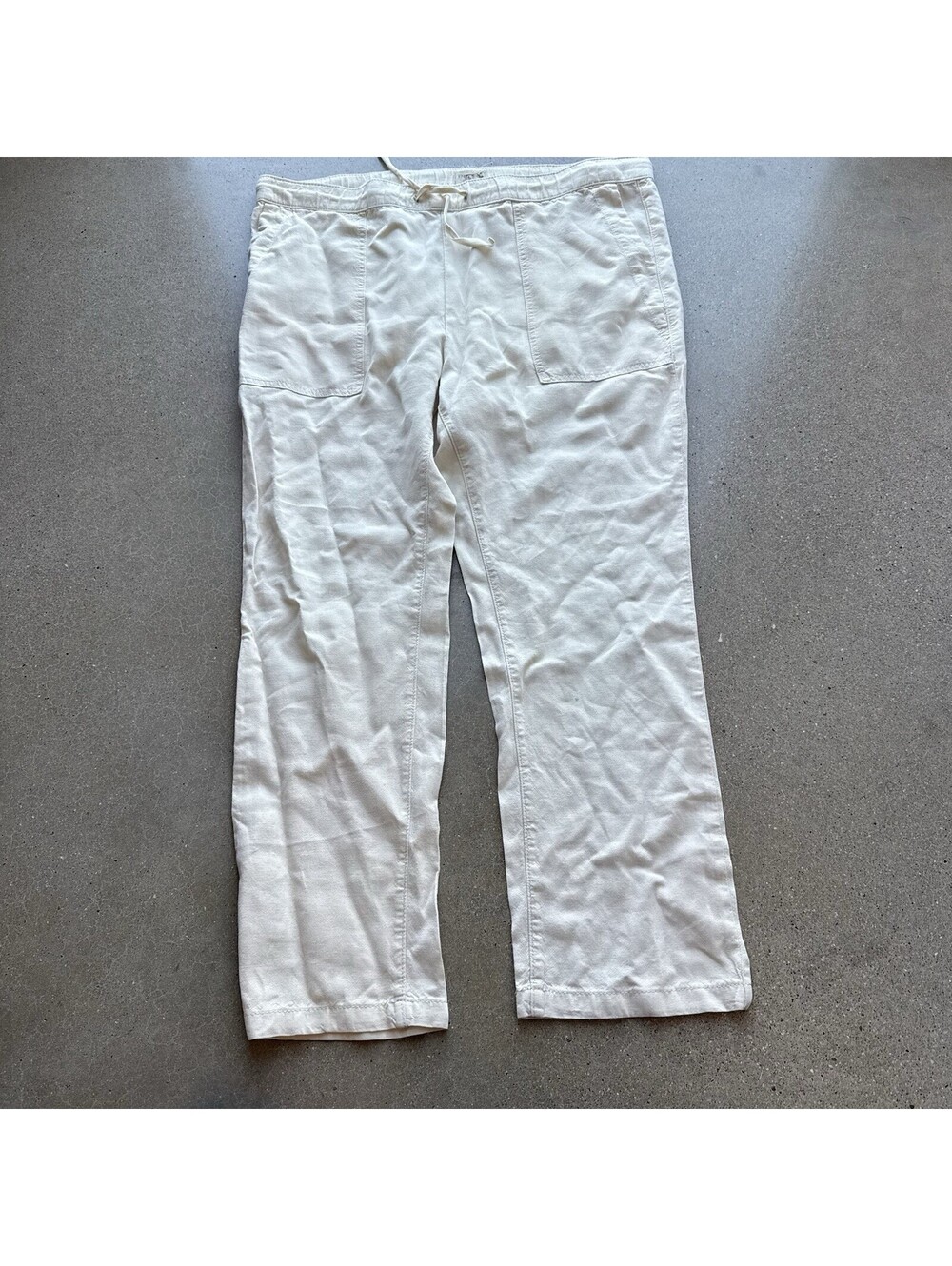 Pilcro Anthropologie Cream Linen Blend Utility Drawstring Pants Medium